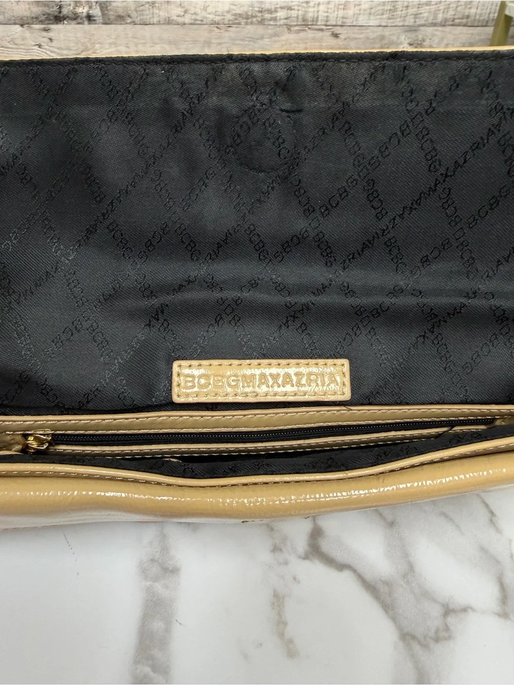 BCBG patent leather clutch OS